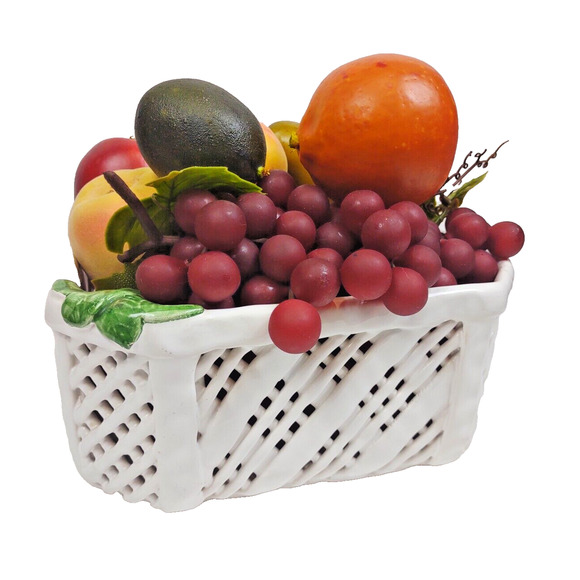 Vintage Ceramic Pottery Basket Fruit Bowl Savoir Vivre Made in Portugal w Fruit - Picture 8 of 12